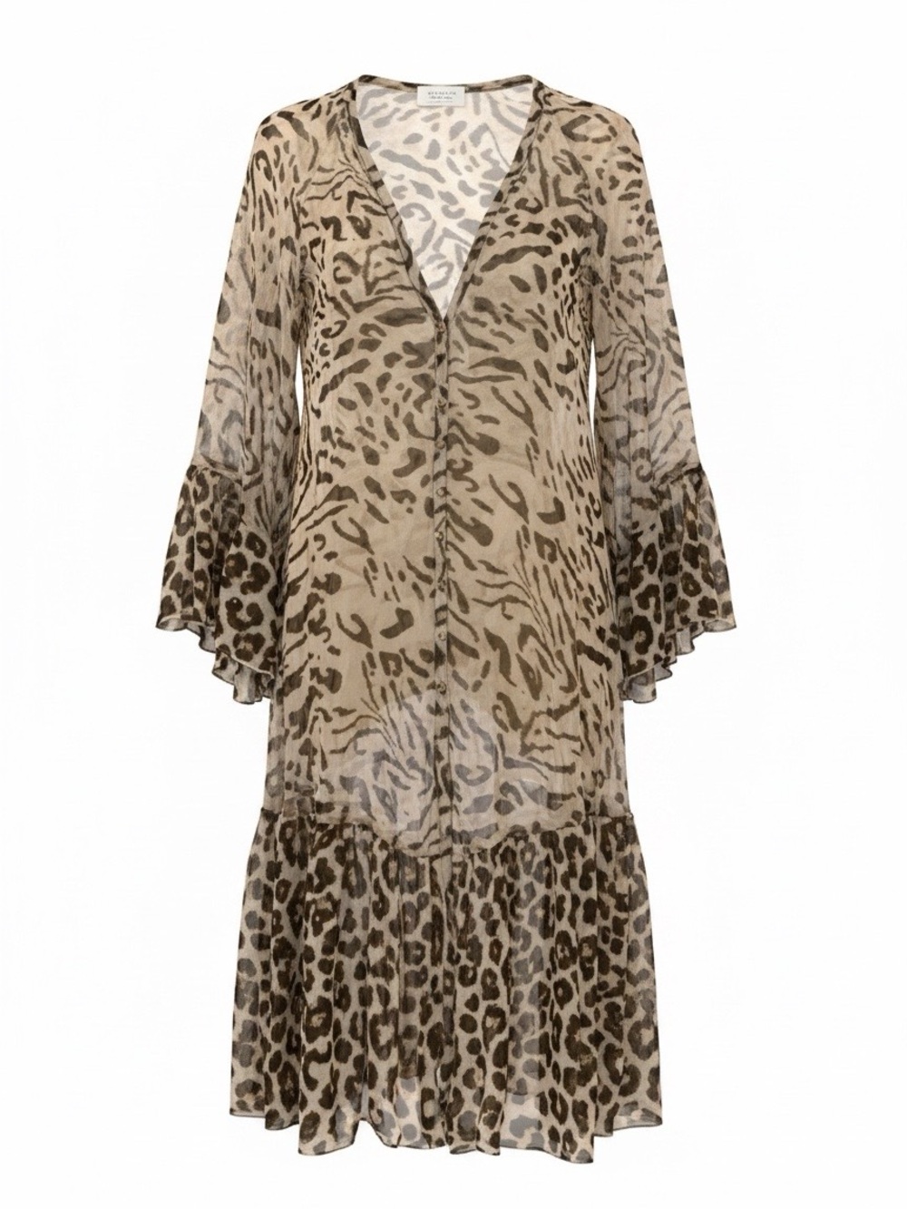 HEMANT & NANDITA Beige and Brown Animal Print Sheer Dress